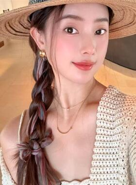 文艺复古棉麻丝巾发带女夏季飘带长条配饰丝带绑发蝴蝶结马尾发饰