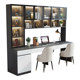 Double desk home computer desk bedroom desktop student writing desk light luxury bookshelf integrated solid wood study desk