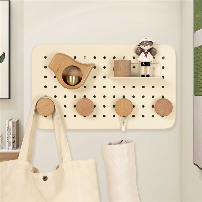 Entrance door hole board solid wood hook door hanging clothes hanger wall hanging wall hanging no punching storage rack behind the door