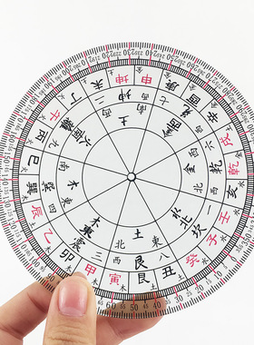 八宅二十四山立极尺透明罗盘 国风摆件九宫八卦图规尺 新中式风格