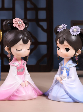 古风少女古装汉服女孩摆件中国风装饰品少女心送女生儿童生日礼物