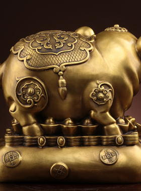 纯黄铜招财金猪存钱罐家居饰品工艺品猪生肖猪客厅摆件猪生日礼物