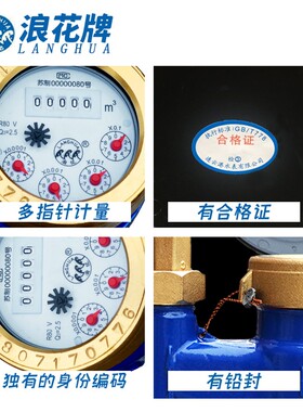 连云港浪花立式水表家用下进上出4分自来水旋翼式防配件水表家用