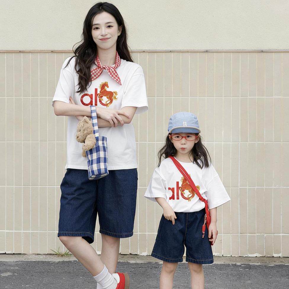 AIO重磅夏季高档印花短袖美式运动情侣同款240g纯棉时尚T恤儿童