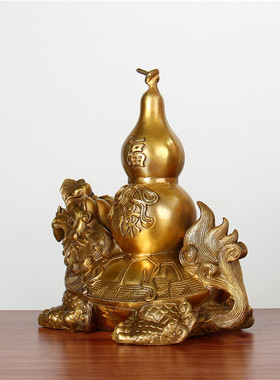 铜龙龟葫芦摆件 龟背葫芦铜葫芦龙龟客厅办公室龙龟葫芦大号摆件