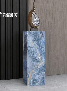 轻奢花架子客厅落地式阳台岩板花盆架庭院展示摆台大理石摆件底座