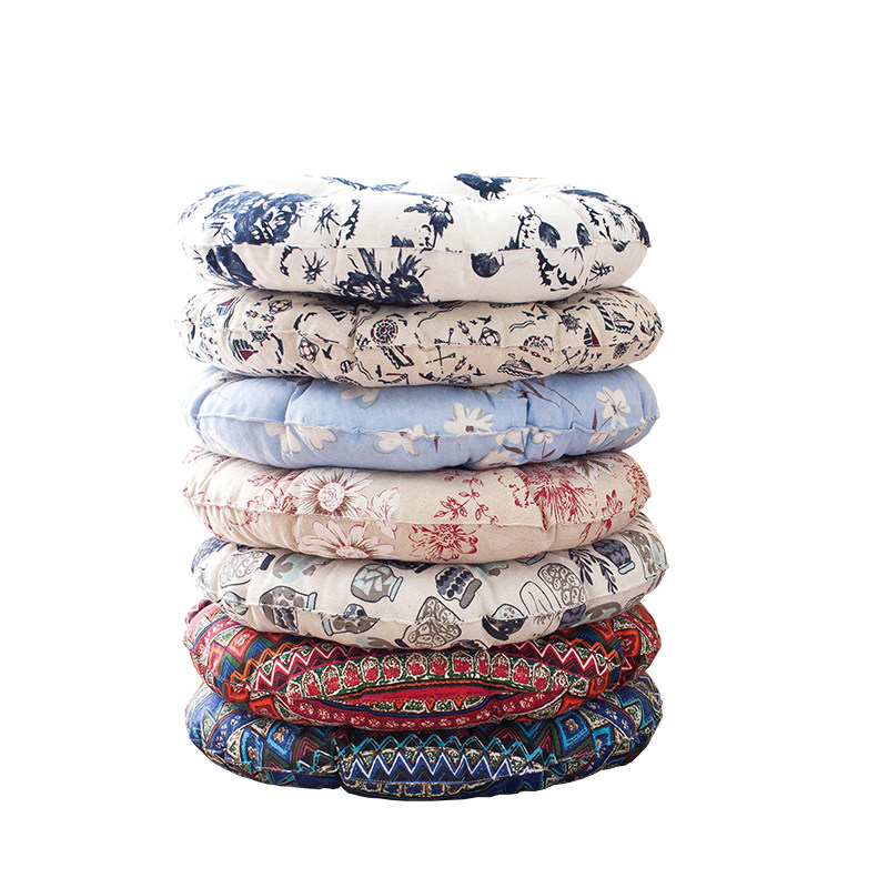 Bohemian ethnic style thickened cotton and linen round mat futon cushion seat cushion bay window mat fat mat tatami bay window