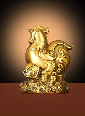 黄铜如意鸡摆件十二生肖酉鸡福鸡大公鸡开戌库吉祥物天干戊己财位