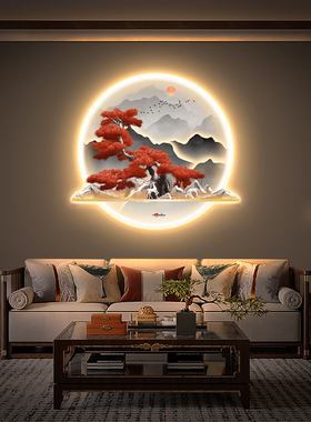 新中式玄关装饰画迎客松灯画高级感氛围客厅壁画入户进门餐厅挂画