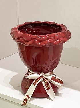 陶瓷花瓶家居客厅装饰品摆件红色高级感高颜值干花水培花束插花器