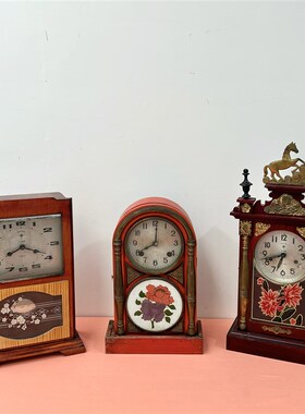 7080年代老物件怀旧老式机械马头钟座钟挂钟圆头钟表农家乐摆件