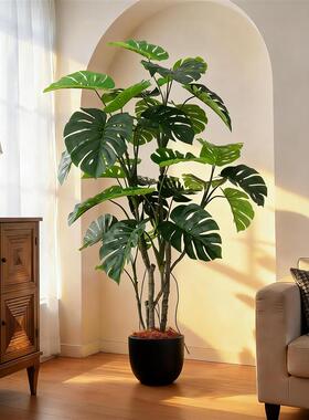 仿真绿植龟背竹高级感仿生植物假树落地大型客厅玄关假树装饰摆件