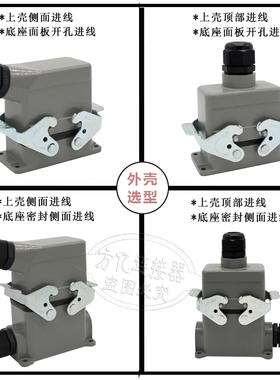 GEIFEICN重载连接器HDC-HE-010-M/F/1/2矩形10芯插头H10B-AG/螺钉
