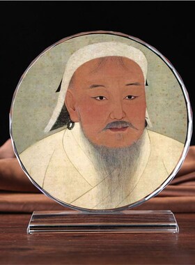 成吉思汗铁木真画像珍藏礼品周边水晶模型摆件人偶家居摆设工艺品