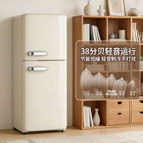 德国MESG复古冰箱家用小型双门网红高颜值迷你静音小户型冷藏冷冻 - 图3