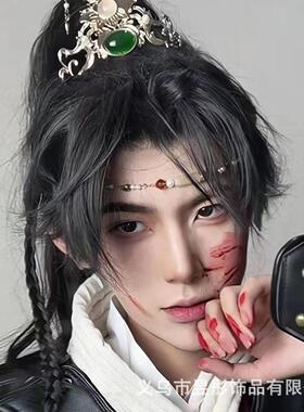 新款汉服抹额发带古风男额饰眉心坠流苏武侠头饰民族风头链西域