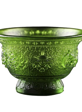 琉璃八吉祥供水杯佛堂寺庙法器桌面家居净水杯佛前摆件七色佛具