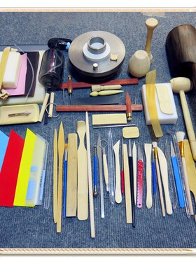 宜兴紫砂壶制作工具套组实用性高 手拉壶陶艺工具包含熟铁转盘款