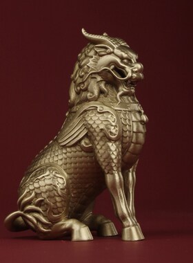 纯铜麒麟办公室桌面小摆件文房案头装饰品招财镇宅工艺品商务送礼