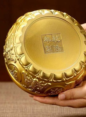 聚宝盆摆件招财聚财实心铜黄铜财神客厅家居办公室店铺财位米缸