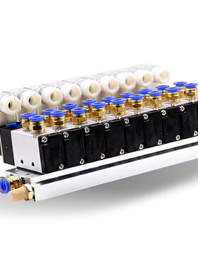 气动24v电磁阀组4V210-08底座220V组装板座汇流排二位五通气阀