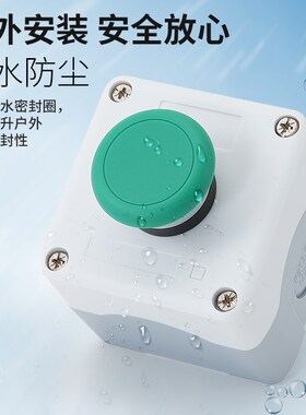 一孔高品质点动开关自复位按钮启停开关平绿蘑菇头风机控制盒22mm