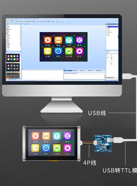 淘晶驰低成本T1系列4.3寸智能串口屏液晶屏电阻/电容/无触摸