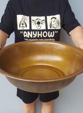 铜盆黄铜加厚聚宝盆脸盆火盆水盆结婚盆洗脚盆中式摆件客厅手工盆