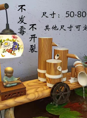 包邮陶瓷鱼缸流水摆件石槽小型鱼盆桌面流水摆件带陶瓷灯