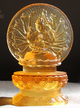 观音地藏王菩萨水晶莲花底座垫加高供奉佛像琉璃奇石供台家用供佛