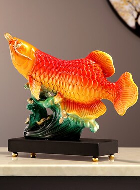 创意新中式招财金龙鱼玄关装饰摆件家居饰品客厅电视柜酒柜摆设礼