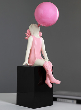 吹泡泡粉裙小女孩摆件雕塑轻奢样板房酒店大堂装饰品公仔摆设