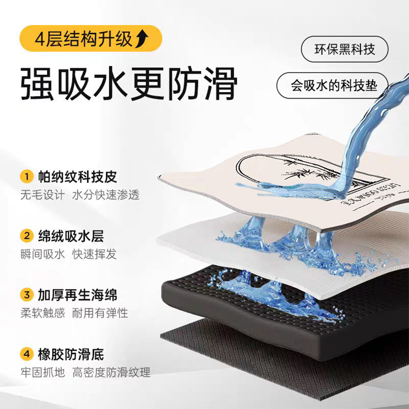 Kitchen floor mat anti-slip, oil-proof, wipeable and wash-free carpet