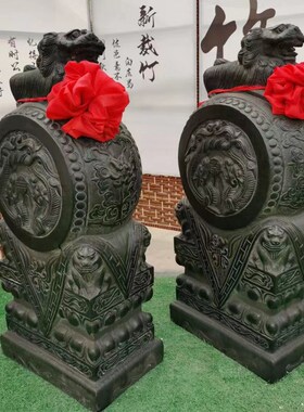 石雕门墩抱鼓石一对彷古青石吉祥招财石鼓庭院门口摆件镇宅石狮子
