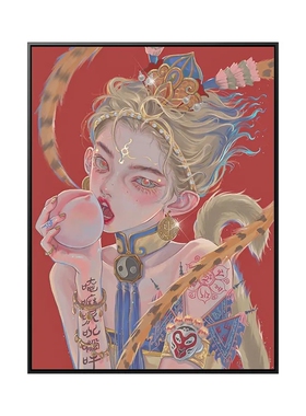 十二生肖国潮拟人diy数字油画休闲减压手绘填色油彩画定制装饰画