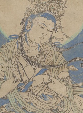 文殊普贤菩萨经变图榆林三窟西壁壁画高清微喷临摹学习画线稿装饰