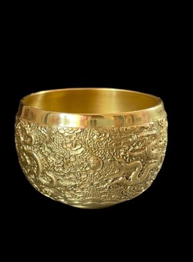 五龙铜缸黄铜米缸摆件家居客厅装饰品招聚纯财特大号存钱罐聚宝盆