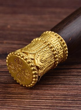 藏式家用亚青纯铜手摇转轮转桶筒双层浮雕立体八吉祥红铜色大小号
