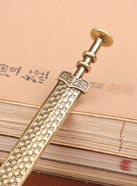做旧黄铜越王勾践剑金属刀纯铜兵器模型古风代鱼肠剑古风小摆件