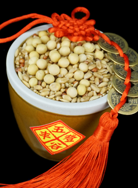 五谷丰登陶瓷缸摆件五谷杂粮乔迁新居入宅仪式用品客厅酒柜装饰品