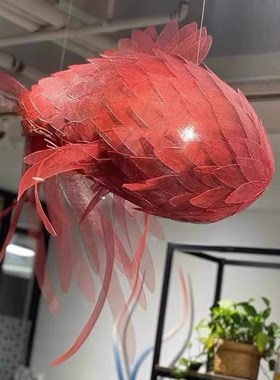 定制室内金属动物镂空悬浮金鱼吊件商场空中艺术装置网红橱窗装饰