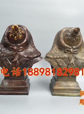 铜成吉思汗铜像摆件纯铜大号仿古草原可汗大汗半身像人物雕像家居