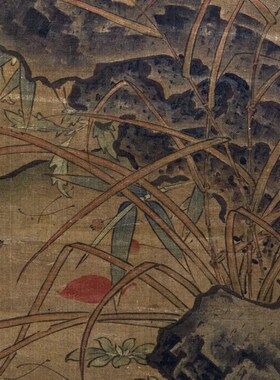 任仁发秋水凫鹥图传统花鸟画临摹绢布画稿中式装饰画艺术微喷画心
