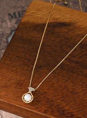 新款微镶锆石气质锁骨女高级感复古法式珍珠项链简约颈链