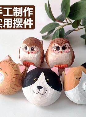 小猫开瓶器纯手工实木雕刻冰箱贴创意家居饰品磁吸木质工艺礼品摆