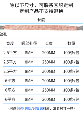 桥架接地线软铜线铜编织带配电箱电柜过门铜扁线跨接线地线连接线