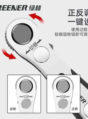 绿林正反双转棘轮螺丝刀直角拐弯器弯头扳手十字一字螺丝批头组套