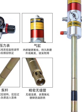 科球气动黄油机高压黄油枪通用单泵头气动黄油管注油器加长黄油泵