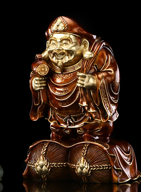 大黑天财神纯铜密宗招手三面大黑天神像铜像佛像家用客厅招财摆件