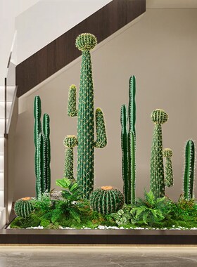 网红风仿真绿植造景组合室内热带假植物景观楼梯拐角装饰仿真假树